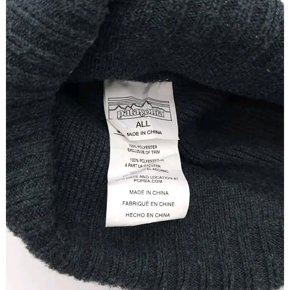 Patagonia Toboggan Beanie Skull Cap One Size Powder Town Pom Pom Pink‎ Gray